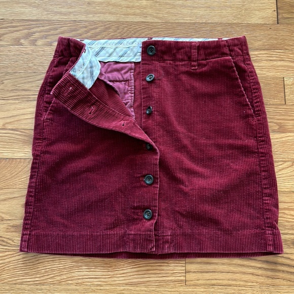 Uniqlo Ines De La Fressange Maroon Corduroy Front-Buttoned Skirt - Picture 6 of 8